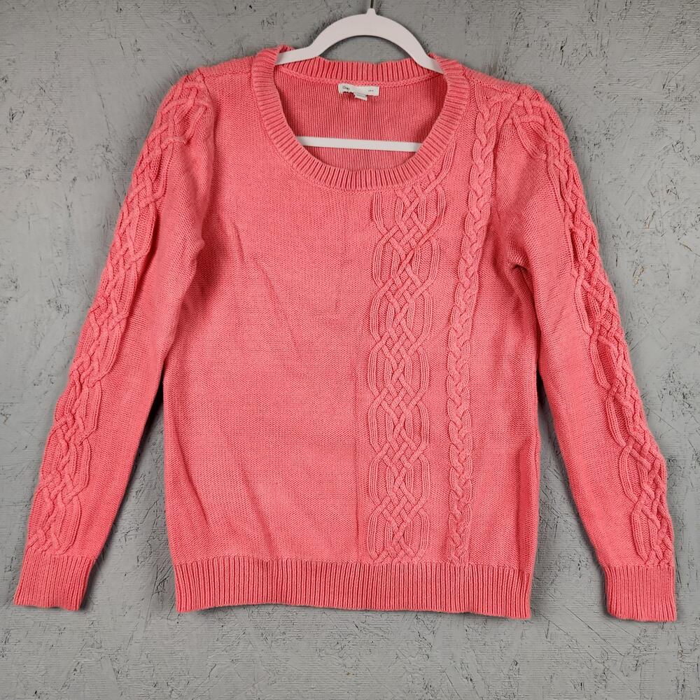 Gap Sweater Womens Medium Pink Cable Knit Pullover Crew Neck Cotton Fairy Core